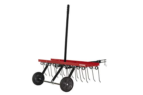 CRAFTSMAN (CMXGZBF7124315), 40-Inch Tow Behind Lawn Dethatcher, 20 Durable Spring Steel Tines Lawn dethatcher, Designed to Pull Behind Lawn and Garden Tractors, Black by CRAFTSMAN - Used condition - US$53.16