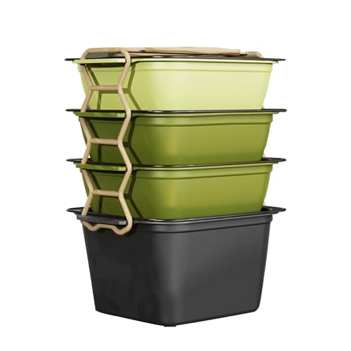 Kawiithn Fiambreras de Almacenamiento para Almuerzo,organizador apilable con asa - recipientes portátiles para alimentos de picnic con tapa hermética,para Preparar Comidas Sándwich Aderezo Salsa