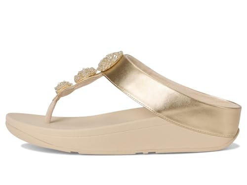 Image of FitFlop Fino Beadie-Button Metallic Toe-Post Sandals | Casual Sandals