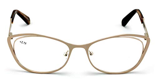 Image of Premium Women Cateye Optical Frame Reading Glasses - Fashion Metal Readers- Eyeglasses