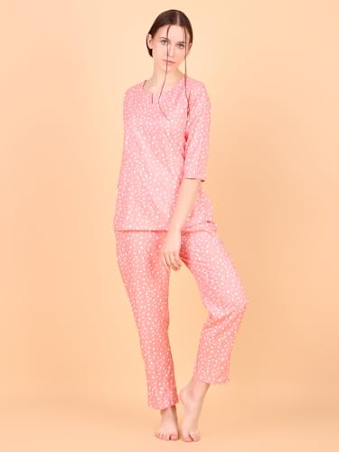 Image of Ichaa Women's Rayon Night Suit Printed Top & Bottom Set