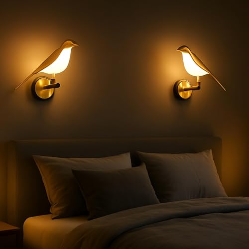 Image of FILLISKA Luxurious Acrylic Crystal Wall Lamp with Adjustable Colour Changing Function, Elegant Finish (FrenchGold Bird-D11)(1 Year Warranty)