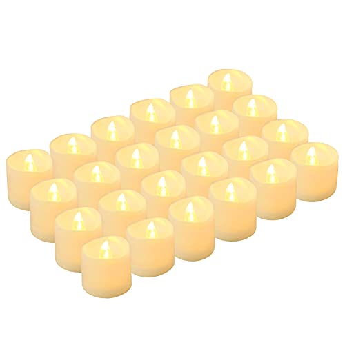 Kohree LED Tea Lights Candles, Flameless Candles Battery Operated LED Candles, Flickering Tealight Candles for Christmas Decorations Wedding Festival Seasonal Celebration, Warm White, Pack of 24