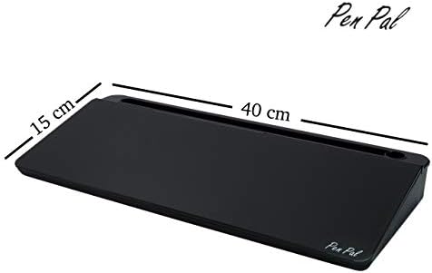 PenPal Dry Wipe Desk Whiteboard Glass Pad with Storage Compartment | Desk Organiser, Phone, Tablet and Pen Holder, 2 Pens lncluded | Desk Accessory for Home or Office (Midnight Black)