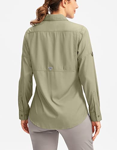 Pudolla Camisetas femininas com proteção solar FPS 50+ UV, manga comprida, pescaria, trilhas e safár