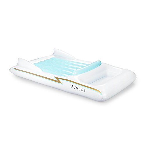 FUNBOY Giant Inflatable White Retro Convertible Pool Float, Luxury Float for Summer Pool Parties and Entertainment