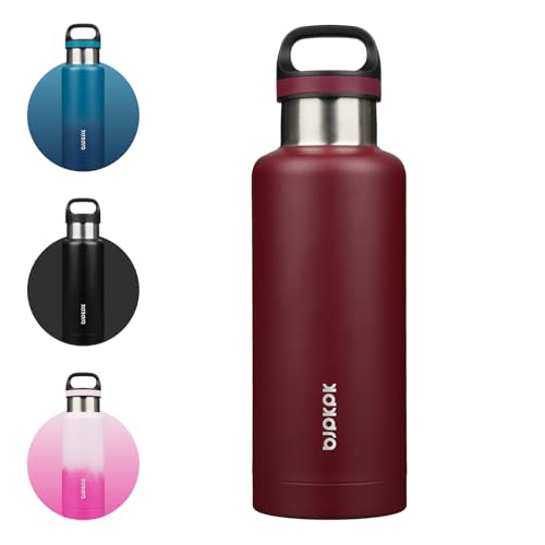 Image of BJPKPK Insulated Water Bottle 32OZ Stainless Steel Water Bottle with Handle Double Walls Vacuum Insulated BPA Free Flask, Deep Red