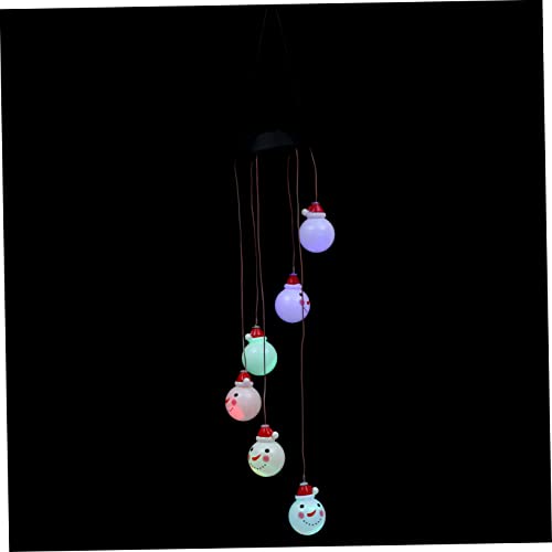 VANZACK Solar Wind Chime Lamp Led Outdoor Decoration Changing Lights for Garden Patio and Lawn Durable Photosensitive and Easy to Hang Christmas Snowman Design