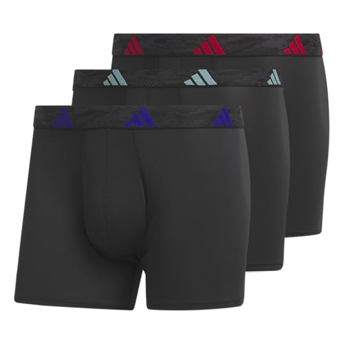 adidas Men's Microfiber Trunk Briefs (3-Pack) Performance Stretch Moisture-Wicking Underwear