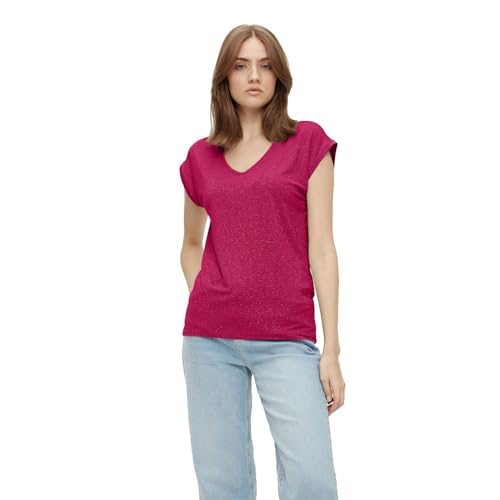 PIECES PCBILLO tee Lurex Stripes Noos BC, Cerise/Detalle: Tono lúrex en Tono, M