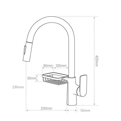 Mitigeur d'eau chaude et froide avec douchette extractible pour évier mono-trou