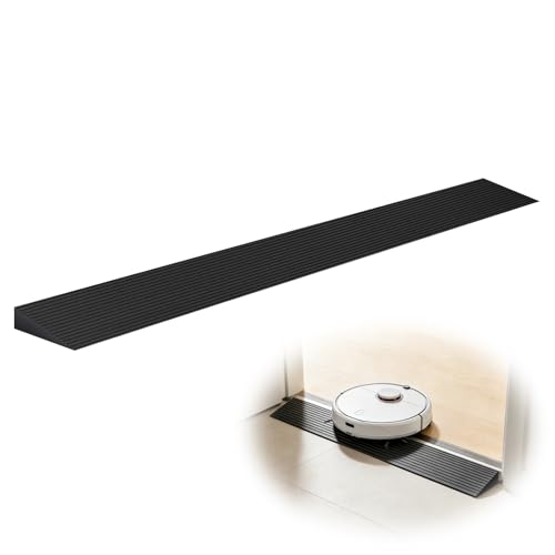 SKHDNNV 1" Rise Rubber Threshold Ramp for Doorways, 35.5" Wide Heavy Duty Wheelchair Ramp 2000 Lbs, Cuttable for Door Threshold, Garage, Shower, Robot Vacuum