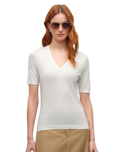 Cream Mara Wool, Silk & Cashmere Blend V-Neck Sweater