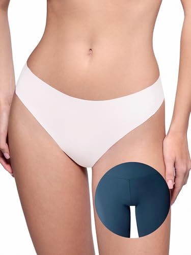Image of LUCKMEEY Cotton Thongs for Women Seamless Thongs for Women No Show Thong Panty Liners Workout G-String Thongs Underwear