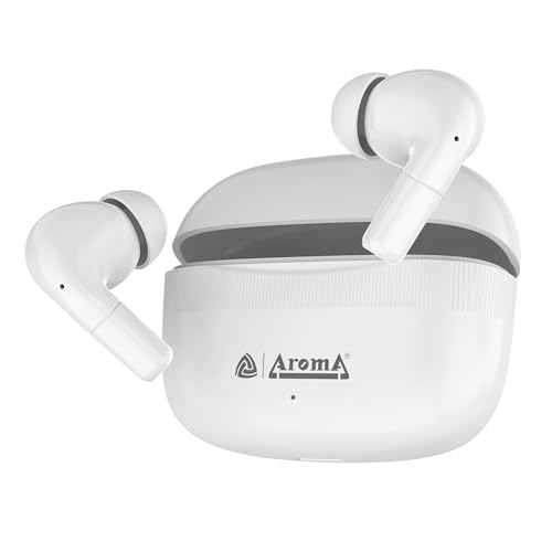 Image of AROMA TWS22 Zivo V5.4 True Wireless Earbuds, Punk White | Up to 60H Playtime, ENC, Fast Charging, Heavy Bass