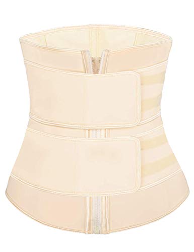 coastal rose Women's Waist Trimmer Trainer Belt Latex Waist Cincher Sport Girdle Belt Sauna Slimmer Two Belt Nude S