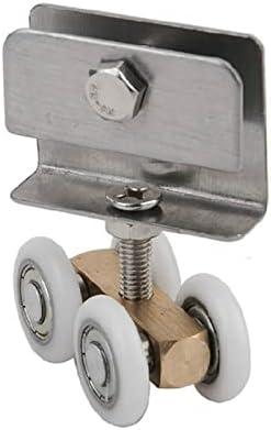 1PC 21mm OD Sliding Door 4 Wheels Roller Home Bathroom Wardrobe Wood Door Copper Hanging Wheels with Plate and Screws