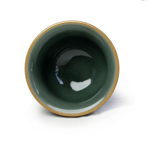 Image of Liang baobao Mini Porcelain Cup Set of 4 Ceramic Small Sample Teacup Chinese Gongfu Tea Cup Ice Crack Glaze Cups 2.5oz (Green)