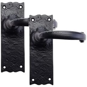 Golden Grace Antique Latch Door Handles 150mm x 52mm, Black, 1 Pair