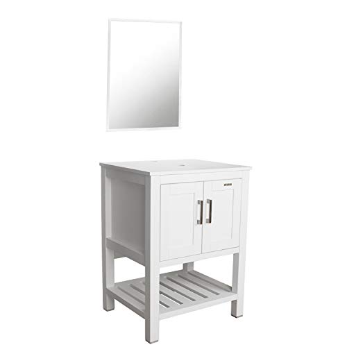 eclife 24” White Bathroom Vanity Modern Pedestal Set