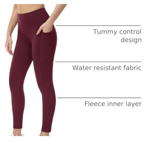 Image of baleaf Women's Fleece Lined Leggings Thermal Warm Winter Tights | 25 inch /27 inch, Water Resistant, Pockets, Running, Hiking, Yoga, Skiing, Travel, for Cold Weather, Leggings for Women