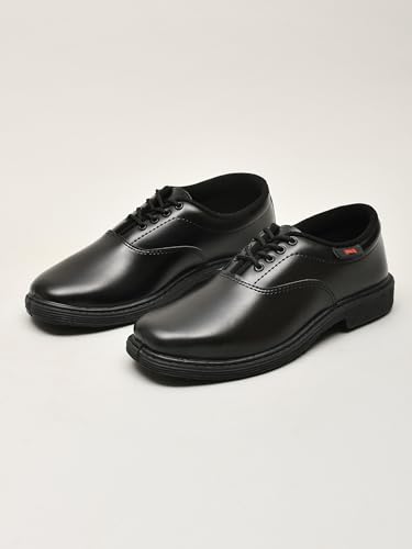 Image of Titas Uniform School Shoes for Kids Boys with PVC | Quick-Wear | Stylish & Lightweight | Comfortable Footbed | Black