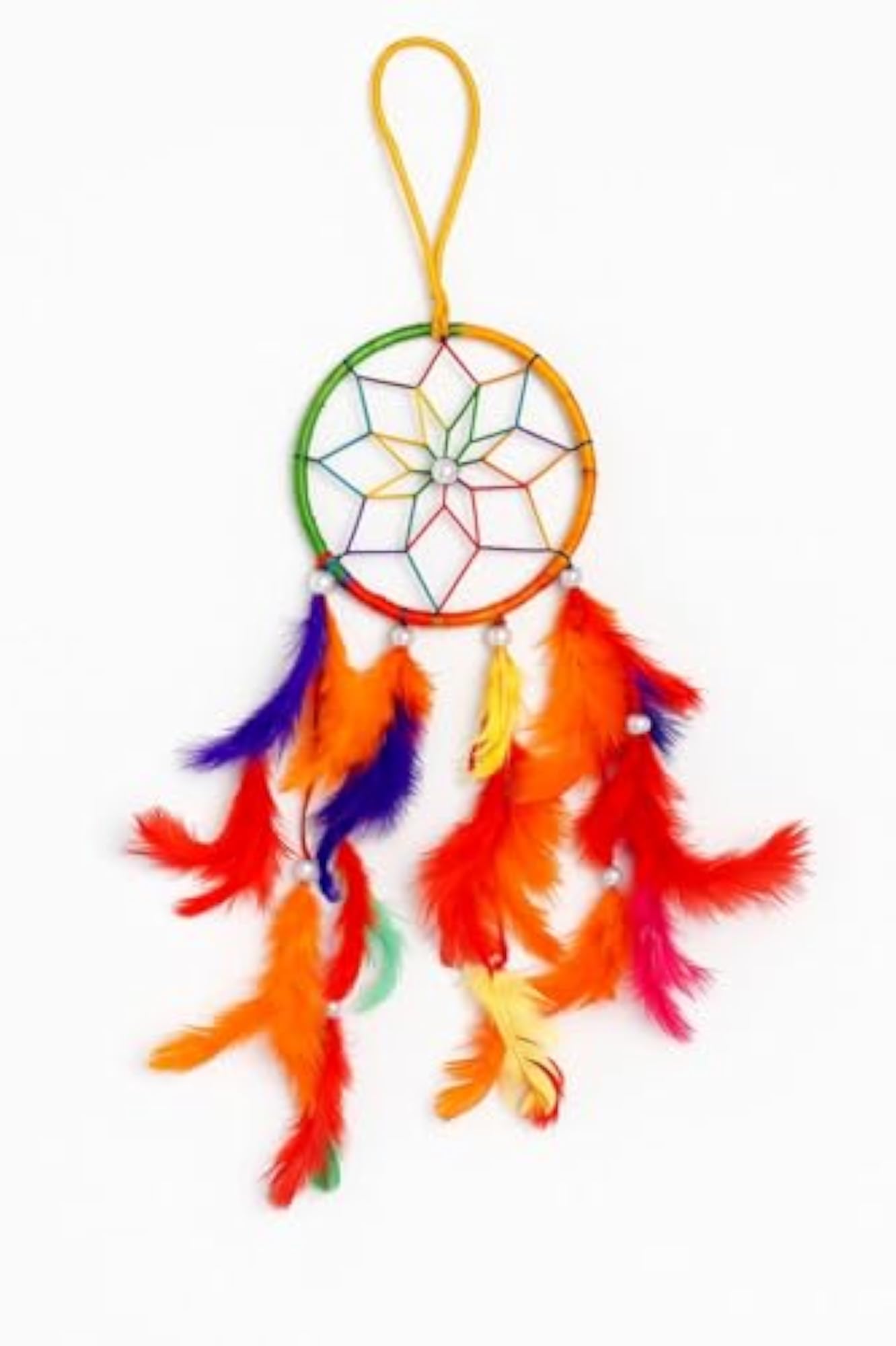 Rainbow Dream Catcher Wall Hanging, Boho Decor