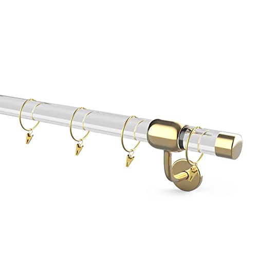 8FT Acrylic Curtain Rod Set for 96 windows Clear Drapery Rod(Gold Bracket)