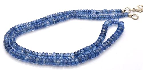 LKBEADS 1 sznur naturalny 40,6 cm naturalny kamień szlachetny cyjanit fasetowane koraliki okrągłe pełne pasmo drobne koraliki Qulaity naszyjnik 3,5 do 5,5 mm