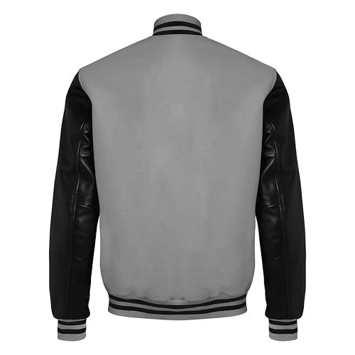 Image of Red And Black Letterman Jacket Men - Mens Black Varsity Letterman High School Baseball Bomber Jacket