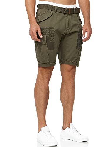 Indicode Hombres Jaramillo Shorts Cargo con 6 Bolsillos confeccionados en 100% algodón Army M