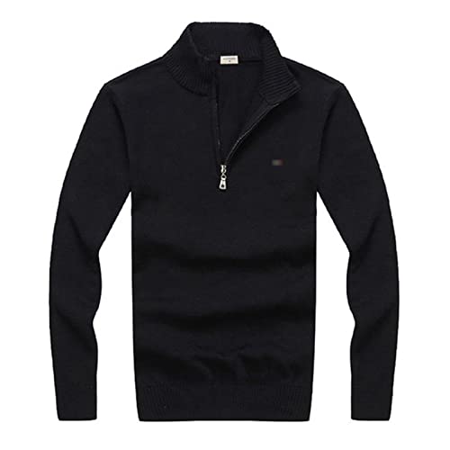 Pull col roulé homme Kelsiop rouge pastèque en pur coton brodé avec demi-zip XL