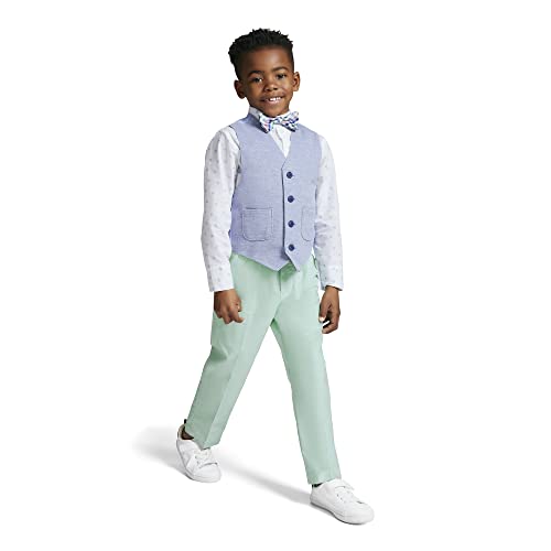 Image of Nautica Boys' 4-piece Formal Suit Set with Vest, Pants, Collared Dress Shirt, and Tie