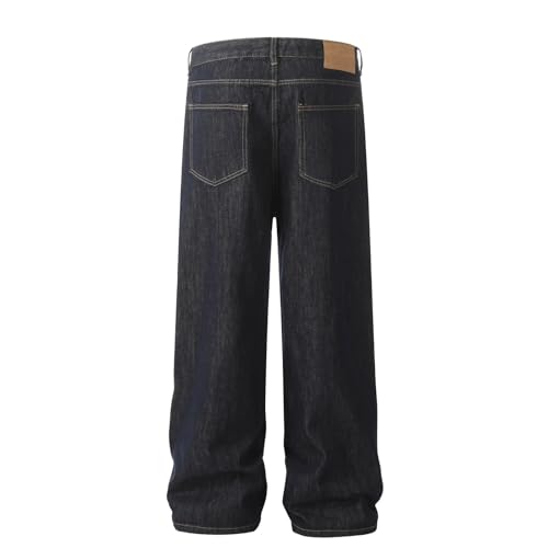 Jeans Pants Trousers Denim Trendy Retro Washed Deep Blue Casual Commuting Straight Leg for Men4