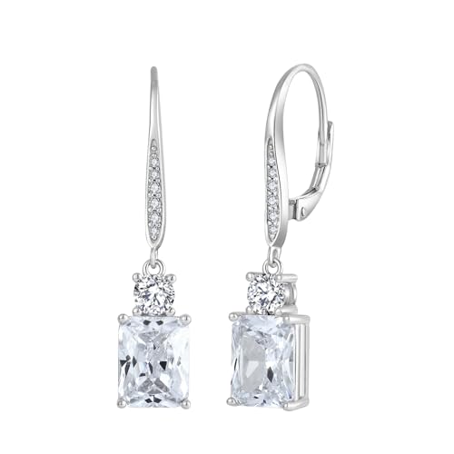 JO WISDOM Women Dangle Earrings,925 Sterling Silver Birthstone Leverback Earrings with 7 * 9mm Valentines Day Gifts for Her Jewelry Mothers Day Christmas Gifts for Women