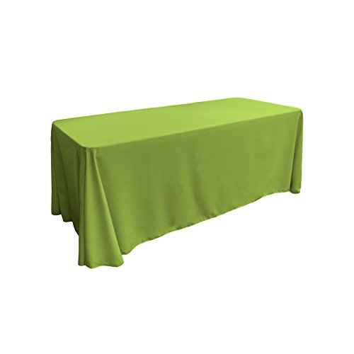 La Linen Polyester Poplin Washable Rectangular Tablecloth, Stain And Wrinkle Resistant Table Cover 90X132, Fabric Table Cloth For Dinning, Kitchen, Party, Holiday 90 By 132-Inch, Lime #TOP13