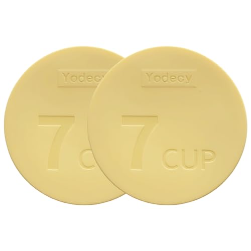 Yodecy Silicone Bowl Lids fit Pyrex Glass Bowls 7402-PC 7 Cup, fit Anchor Hocking Glass Bowls 7402-PC 7 Cup,Replacement Lids(2 Pack Pastel Yellow)