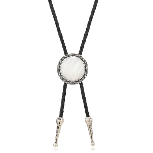 Image of Joxevyia Bolo Tie for Men Vintage Cow Skull Leather Rope Western Cowboy Necktie Vintage Bola Tie Gift for Him