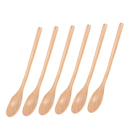 Unomor 6pcs Long Handle Old Lacquer Spoon Dinner Japanese Spoon Multi-function Soup Spoons Kitchen Supplies Asian Spoons Small Spoons Cookware Japanese Soup Spoon Korean Spoons Wooden
