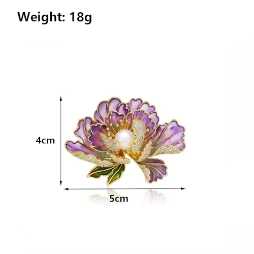 Dainty Flower Brooch Pins for Women Graceful Cubic Zircon Peony Pearl Enamel Badges Lapel Pins Trendy Banquet Prom Dress Jewelry Accessories Gift3