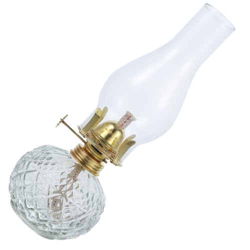 Toyvian Lampada Petrolio in Vetro Retro per Interni ed Esterni Lanterna Olio da Tavolo Decorativa per Soggiorno Cucina e Feste Atmosfera Calda e Festiva Facile da Pulire e Sicura