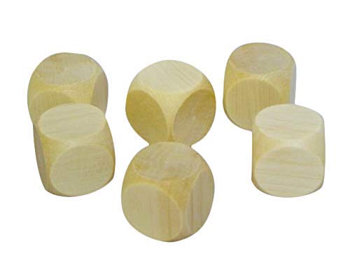 Lot de 5 dés en bois brut brut à 6 faces 40 mm