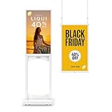 MWE Digitaler Kundenstopper mit Rollen, 32 Zoll 2K 1000nit Digitale Werbetafel, Digital Signage Display für Fensterwerbung, Stand Up LCD Werbescreen für Werbedisplay, Mieten & Verkauf