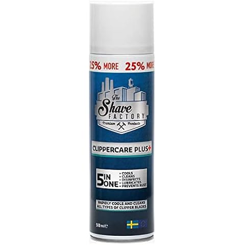 The Shave Factory Clippercare plus 5 in One Maschinen Pflegespray | kühlt, säubert, Desinfiziert, schmiert und verhindert Rost Cover