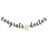 Congrats Doctor Banner Congratulations Banner Dentist DR Medical School Grad - Doctor Graduation Party Bunting Decoration Supplies/Black Glitter