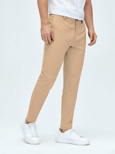 Image of AVANOVA Men's Classic Dress Pants with Side Pockets | Solid Tapered Suit Trousers, Business Formal Office Wear Regular Fit Pants, Stretchable Blend Slim Carrot Fit (Trouser 255)