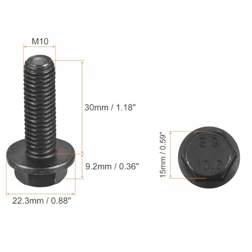 Tornillos de cabeza hexagonal métricos M10 x 30 mm para motor y chasis 2