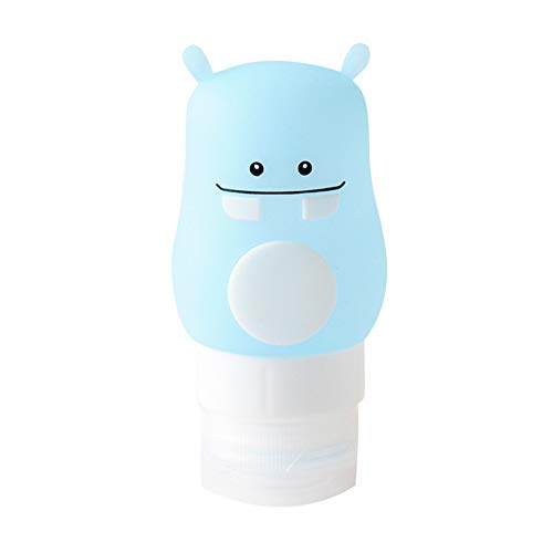 Wudi Botellas de Viaje herméticos Recargables de Viaje contenedores de Viaje exprimible Tubo de Viajes envases cosméticos inodoros para champú loción jabón 50ml Azul hipopótamo