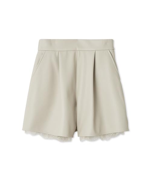 FRAY I.D レースヘムレザーライクショートパンツ　黒 Amazon | [フレイ アイディー] レースヘムフェイクレザーショート
