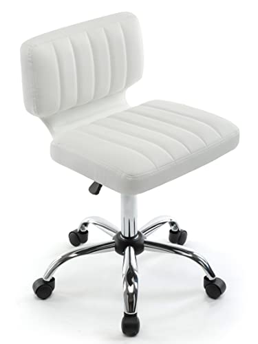 IntimaTe WM Heart Sedia da Lavoro,Sgabello da Ufficio e Salone, Sgabello Altezza Girevole con Rotelle,Sedie da scrivania Retro di semiPelle Sgabelli arredo Studio,Bianca